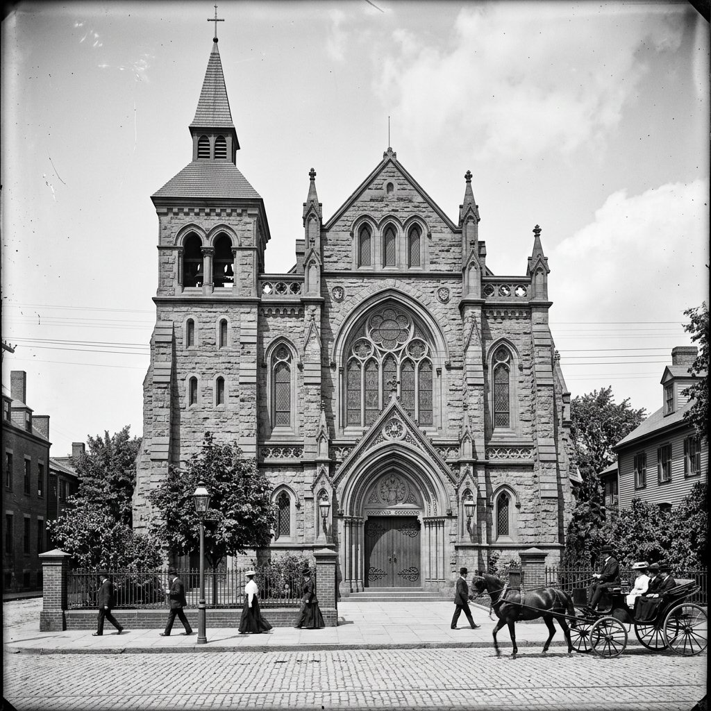 Early 1900s church facade with period details